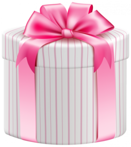 a pink and white gift box